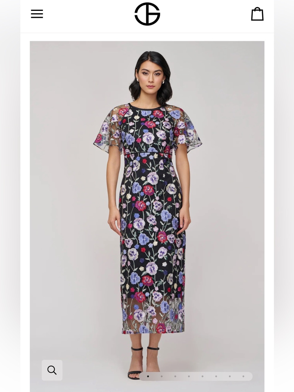 JS Collections Embroidered Floral Mesh Cocktail Dress sz 6 NWT